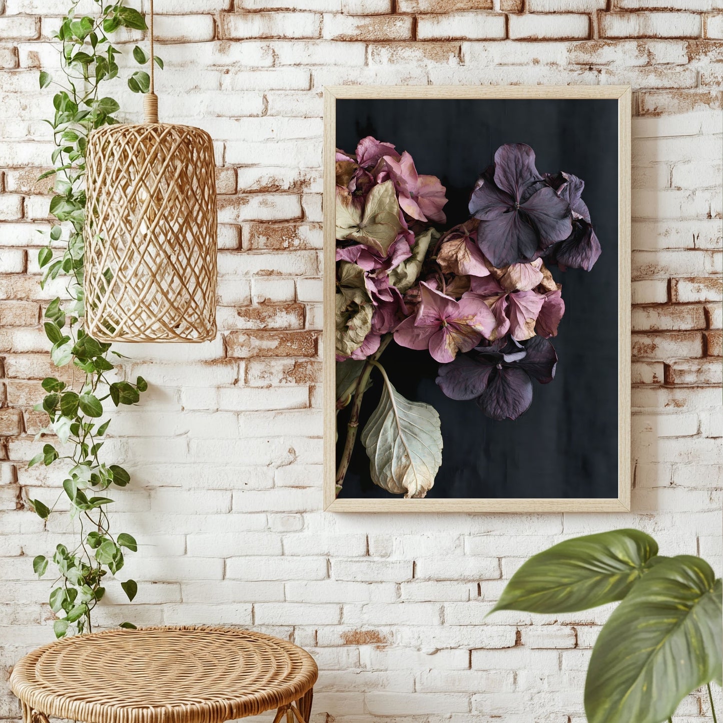 Herbstliche Hortensien Poster – Raumansicht 1
