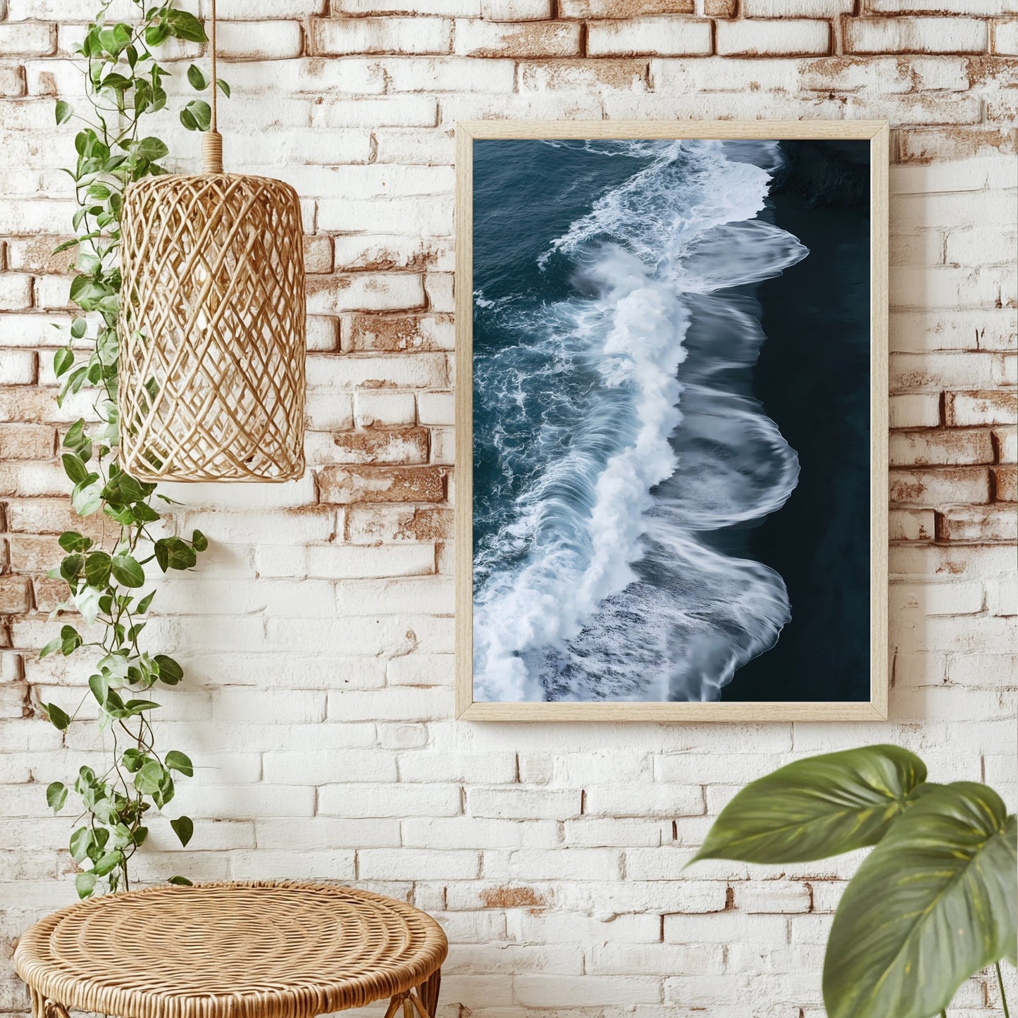 Schwarzer Strand und Brandung Poster – Raumansicht 1