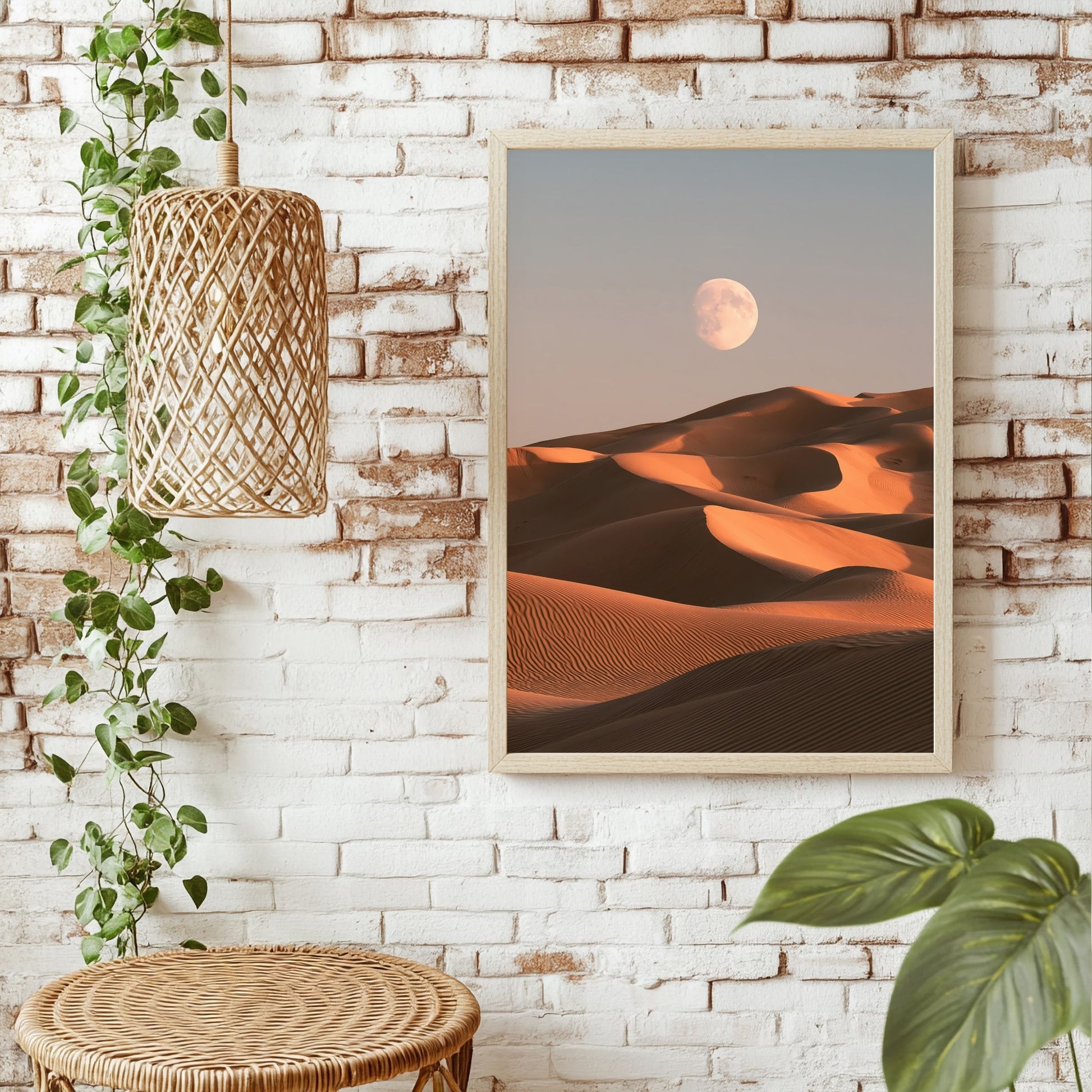 Wüste mit Mond Poster – Raumansicht 1