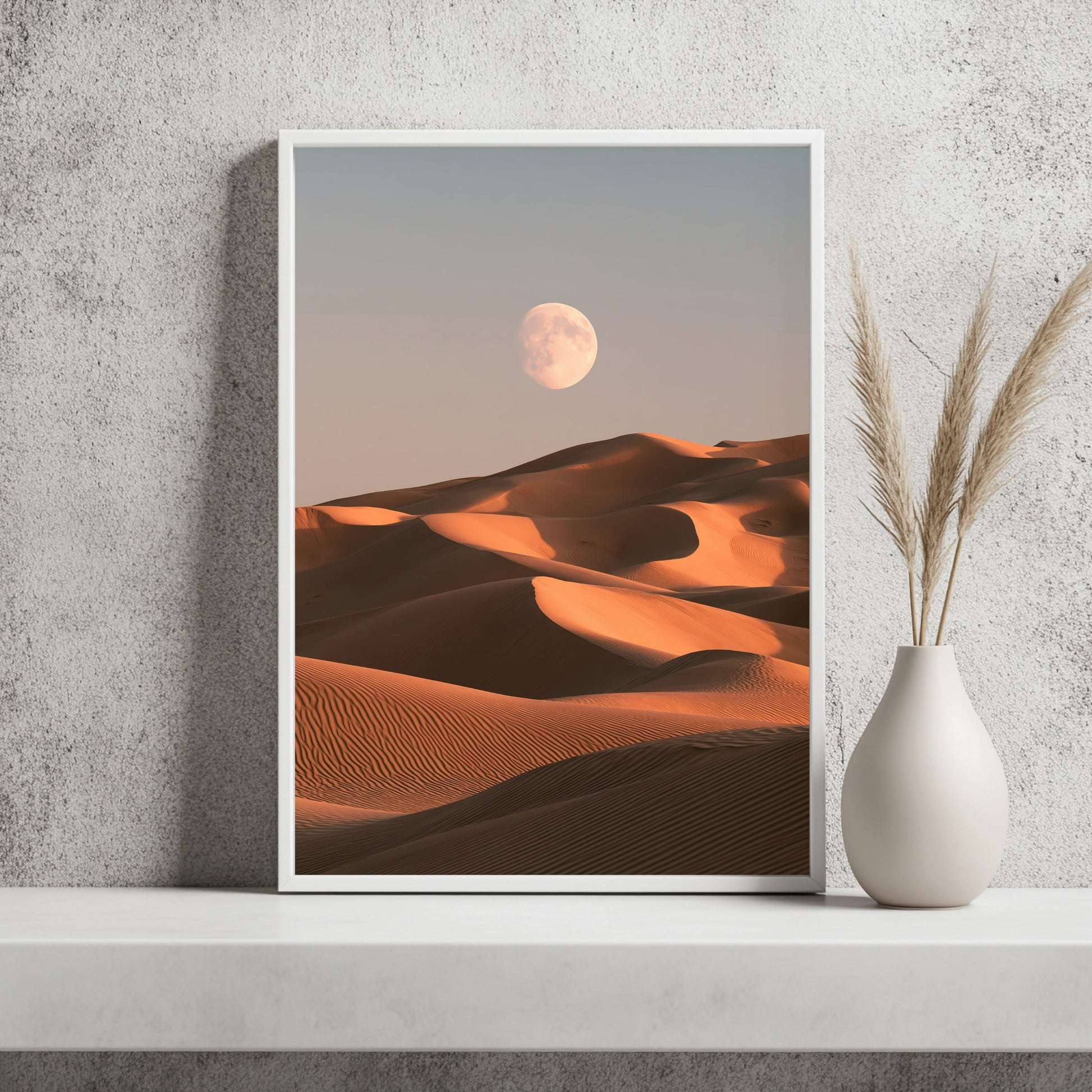 Wüste mit Mond Poster – Raumansicht 2