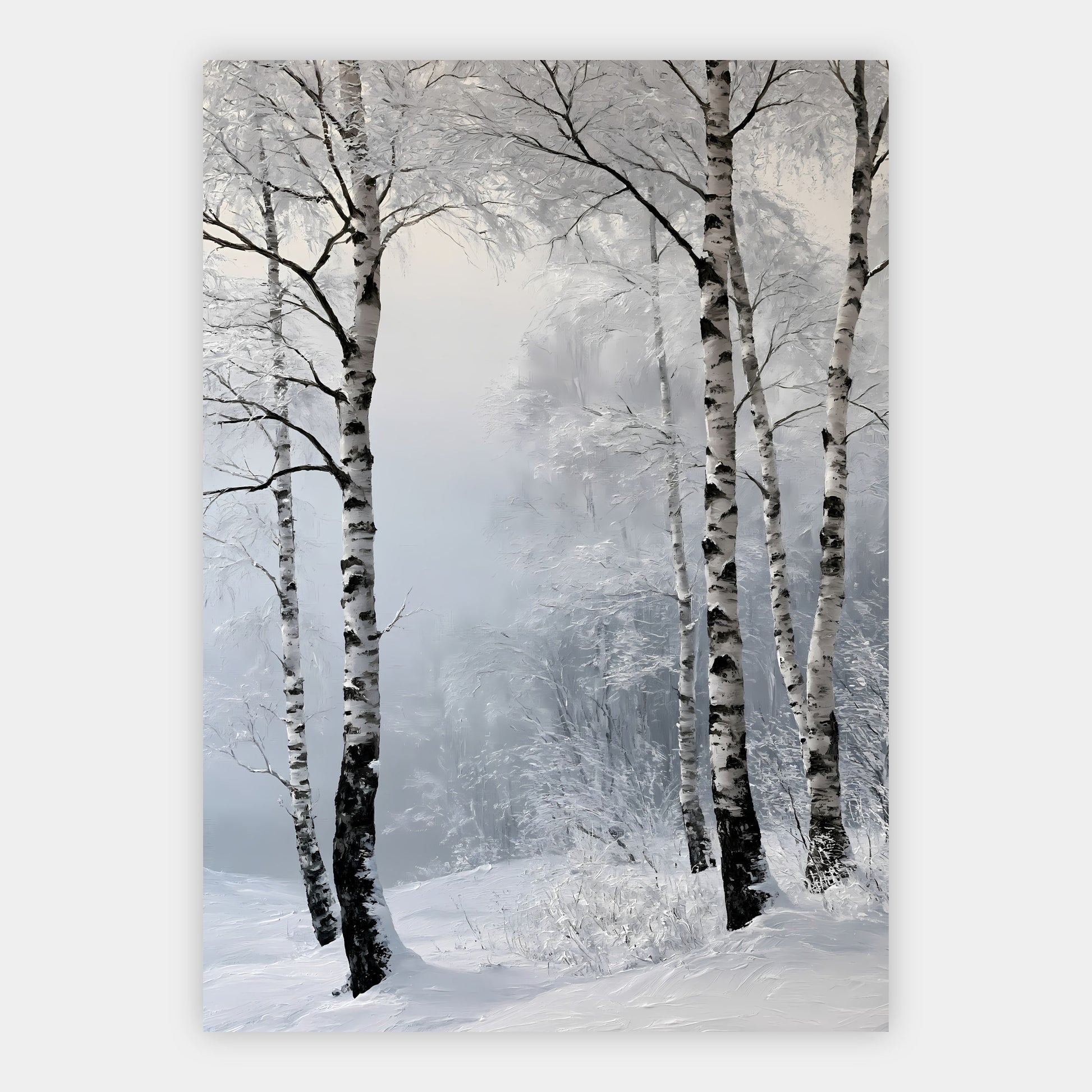 Birkenwald im Schnee Poster – Freisteller