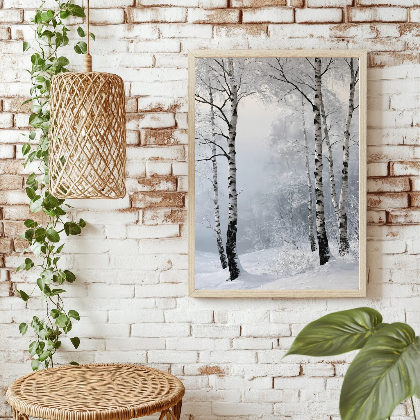 Birkenwald im Schnee Poster – Raumansicht 1
