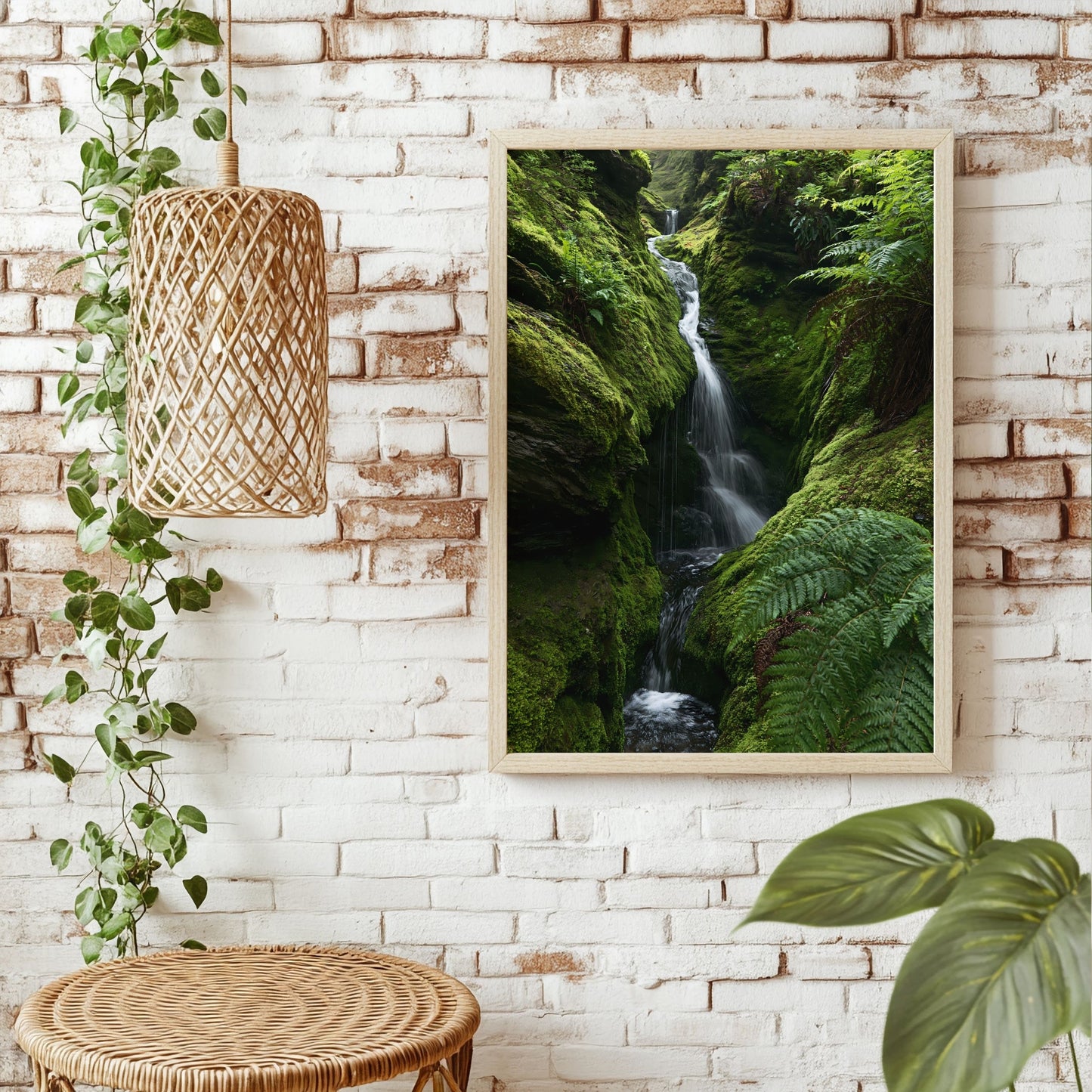 Wasserfall im Farnwald Poster – Raumansicht 1