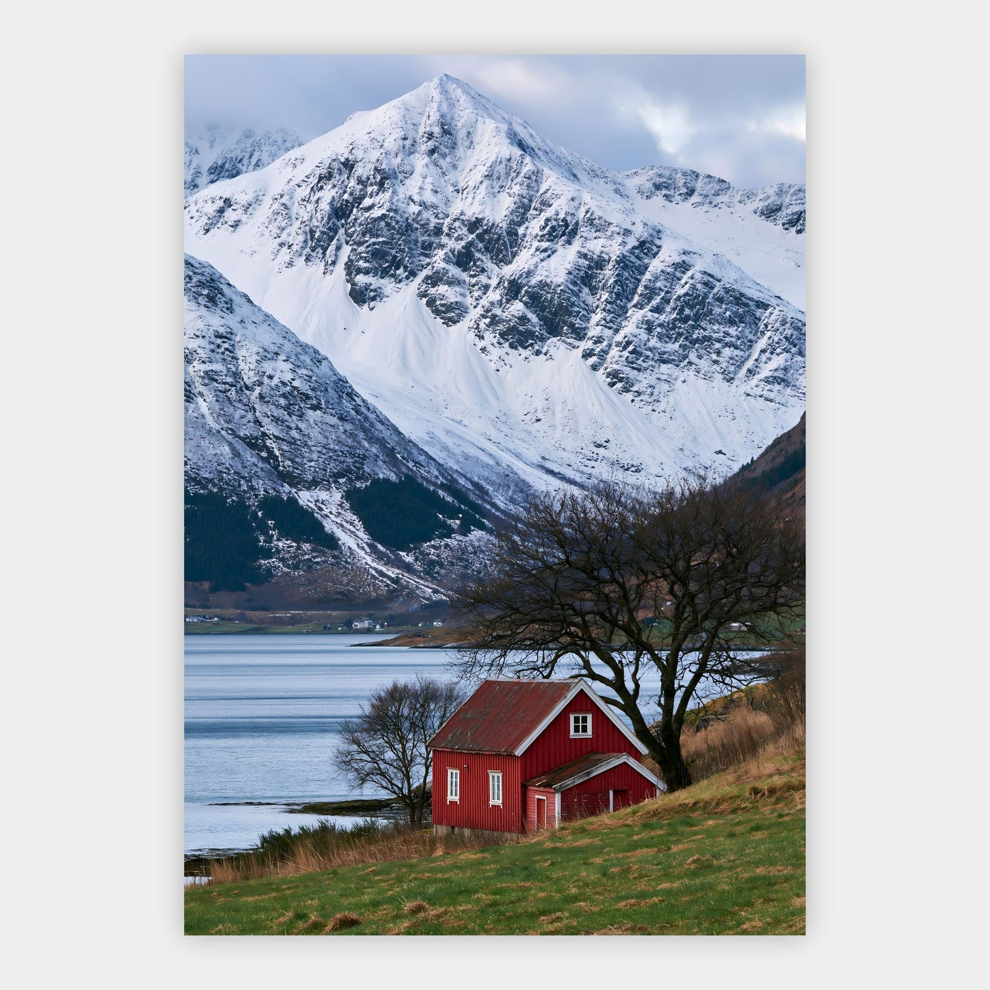 Nordische rote Hütte Poster – Freisteller