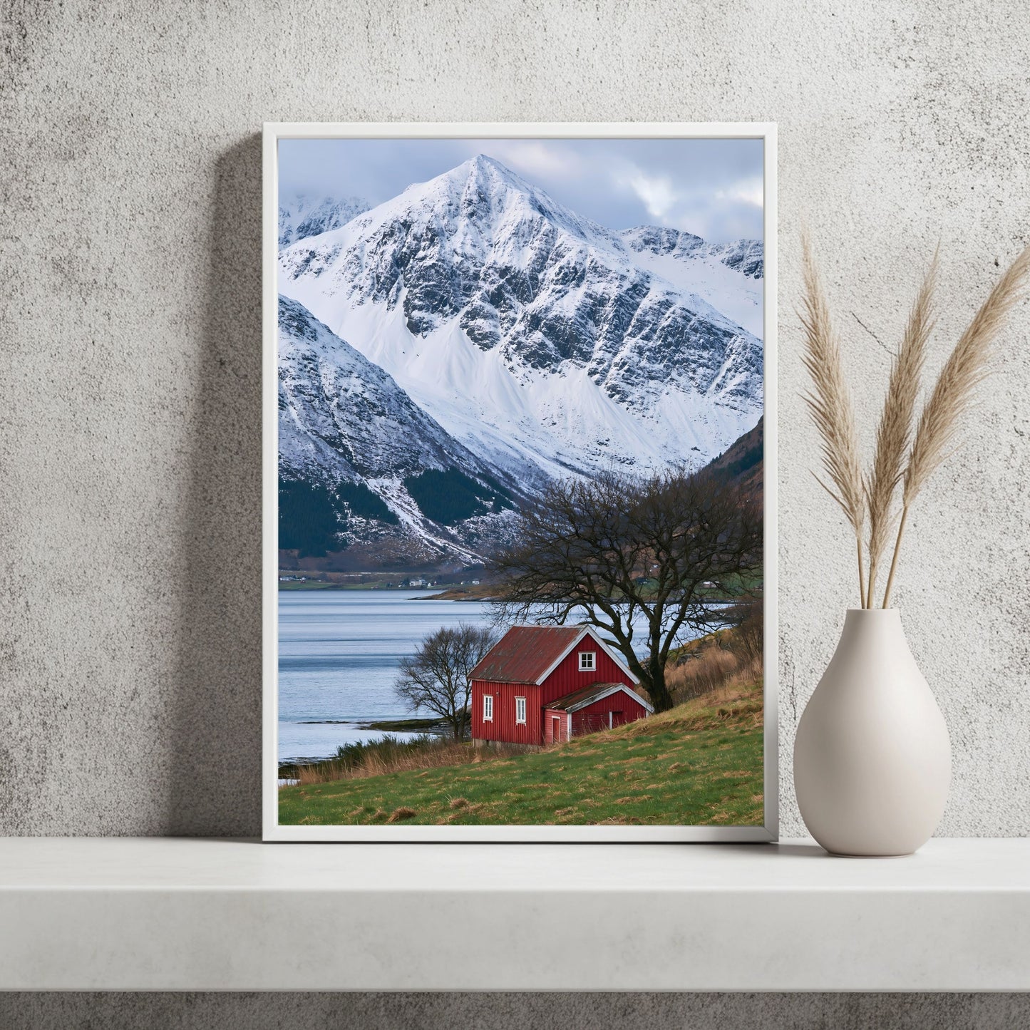Nordische rote Hütte Poster – Raumansicht 2
