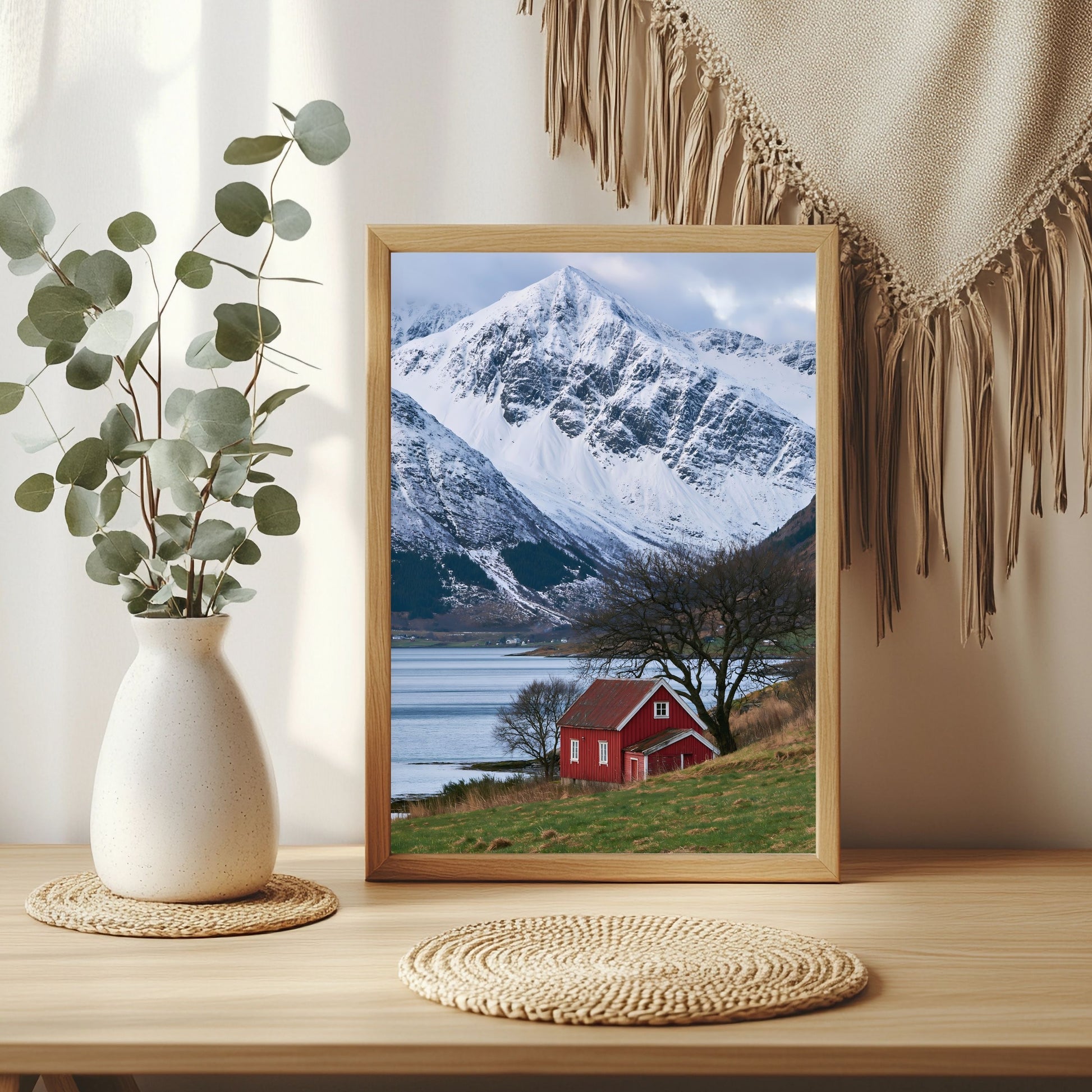 Nordische rote Hütte Poster – Raumansicht 3