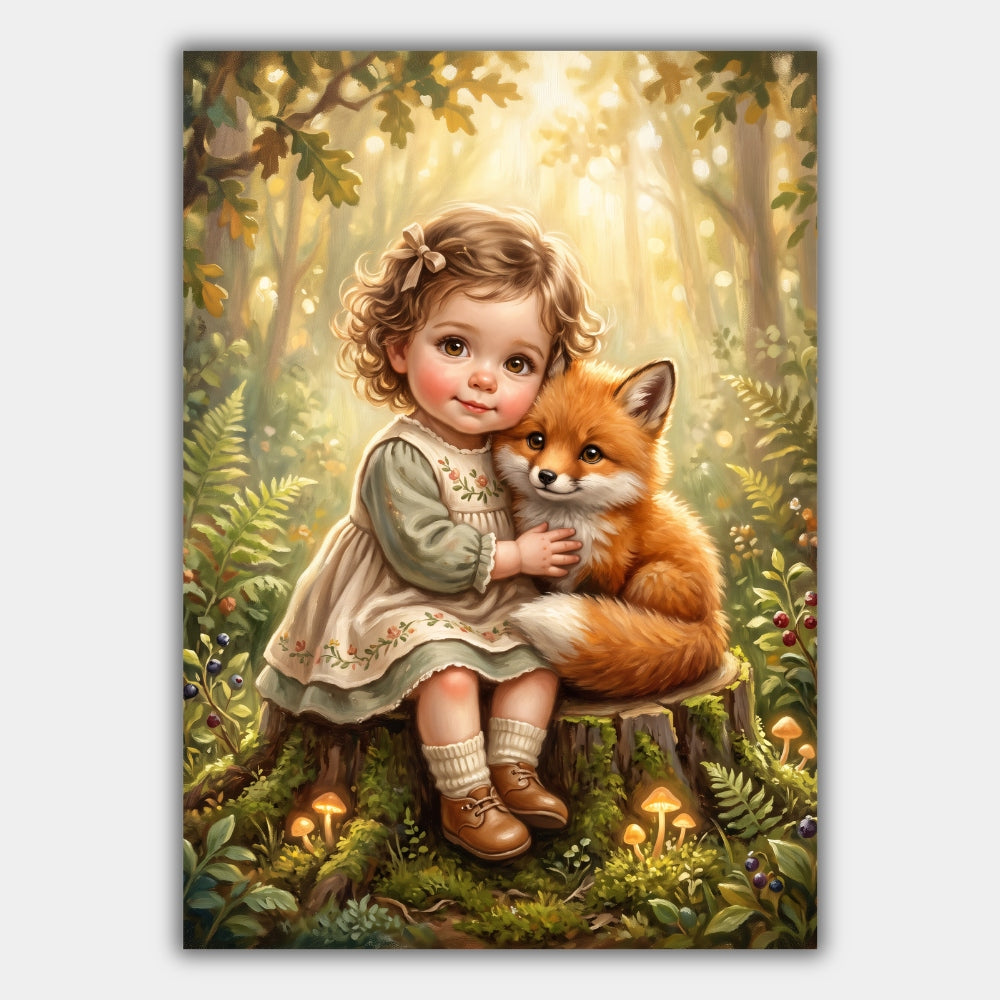 Mädchenzimmer Kind mit Fuchs Poster – Produktansicht 1