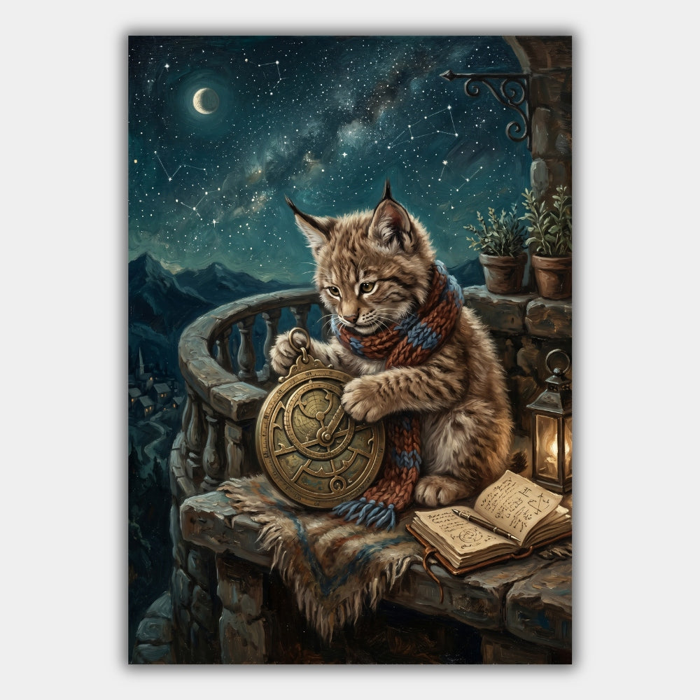 Luchs mit Buch Poster – Produktansicht 1