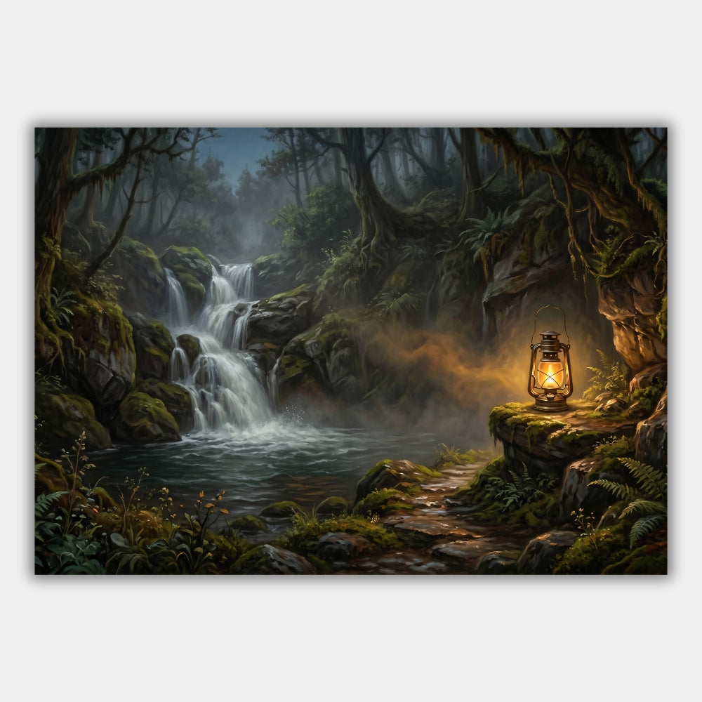 Wasserfall Wald Poster – Produktansicht 1