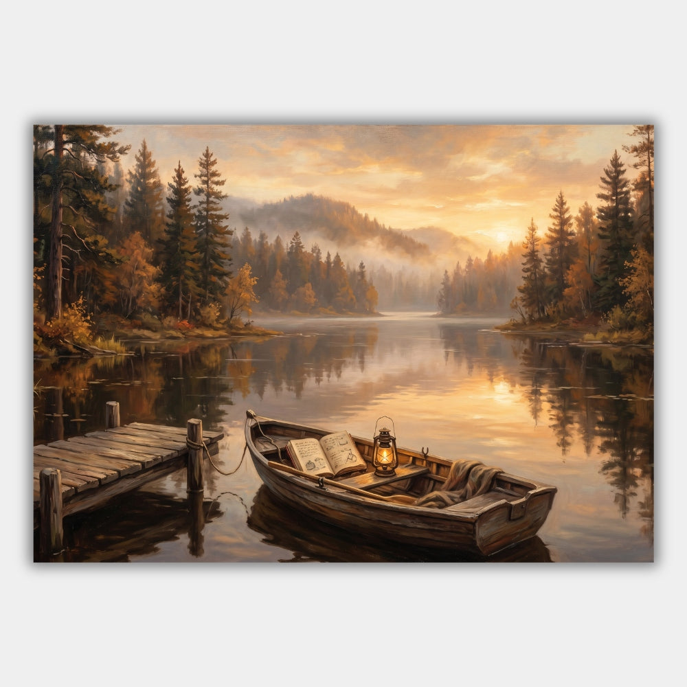 Ruderboot am Waldsee Poster – Produktansicht 1