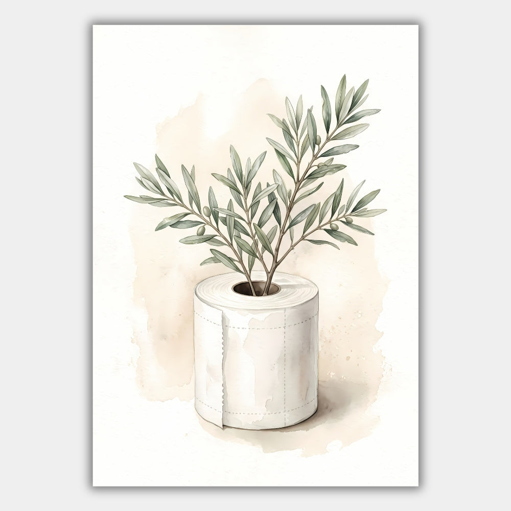 WC Olivenzweig Boho Poster – Produktansicht 1
