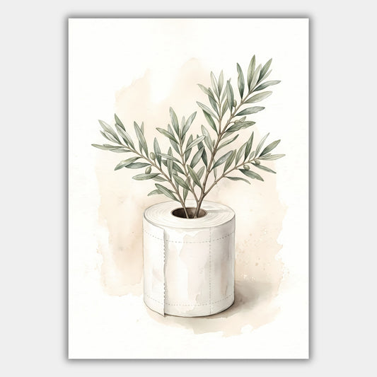WC Olivenzweig Boho Poster – Produktansicht 1