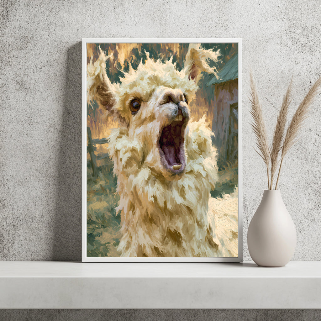 Lustiges Lama Schreiend Bauernhof Tier Poster – Produktansicht 2