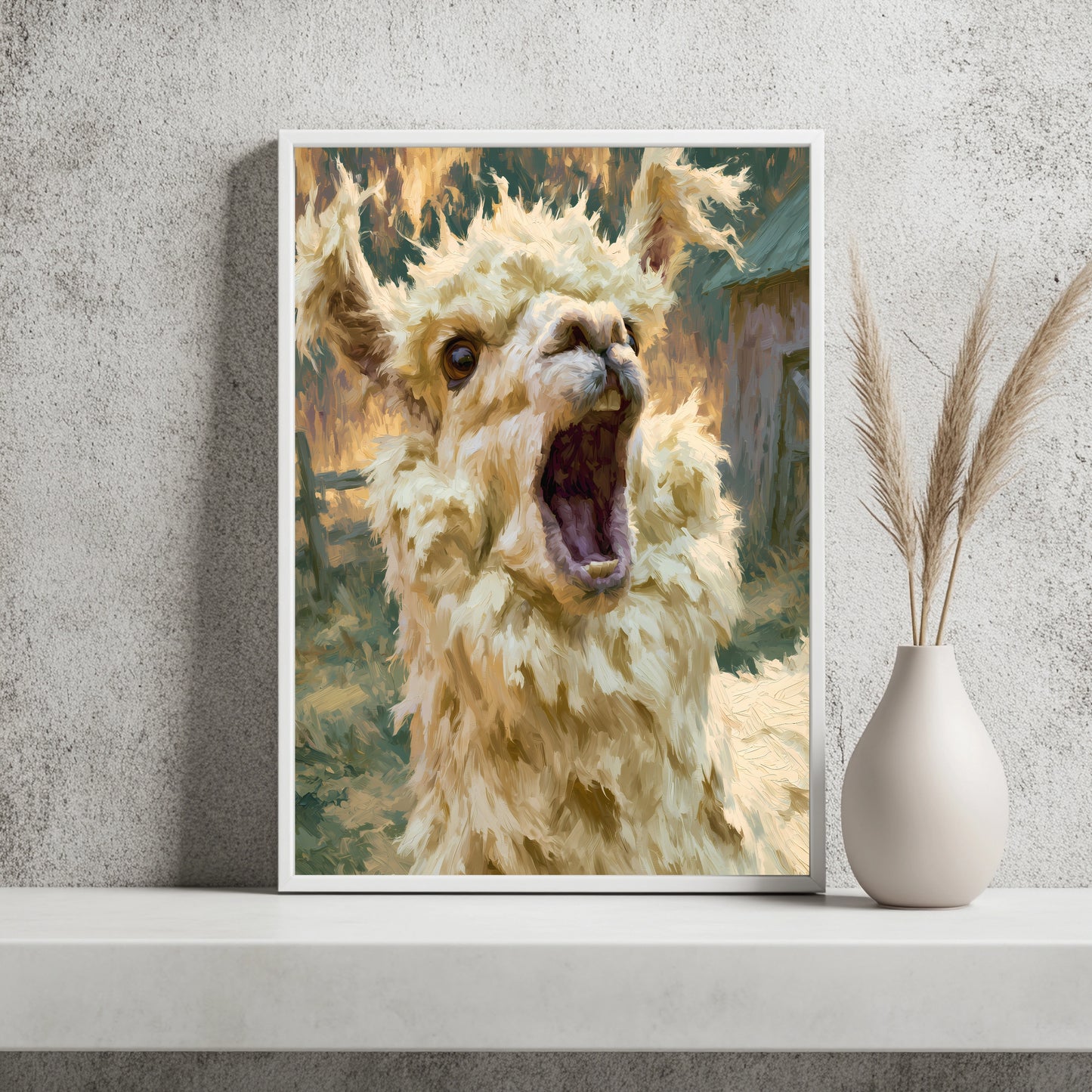 Lustiges Lama Schreiend Bauernhof Tier Poster, Lustig Wandkunst