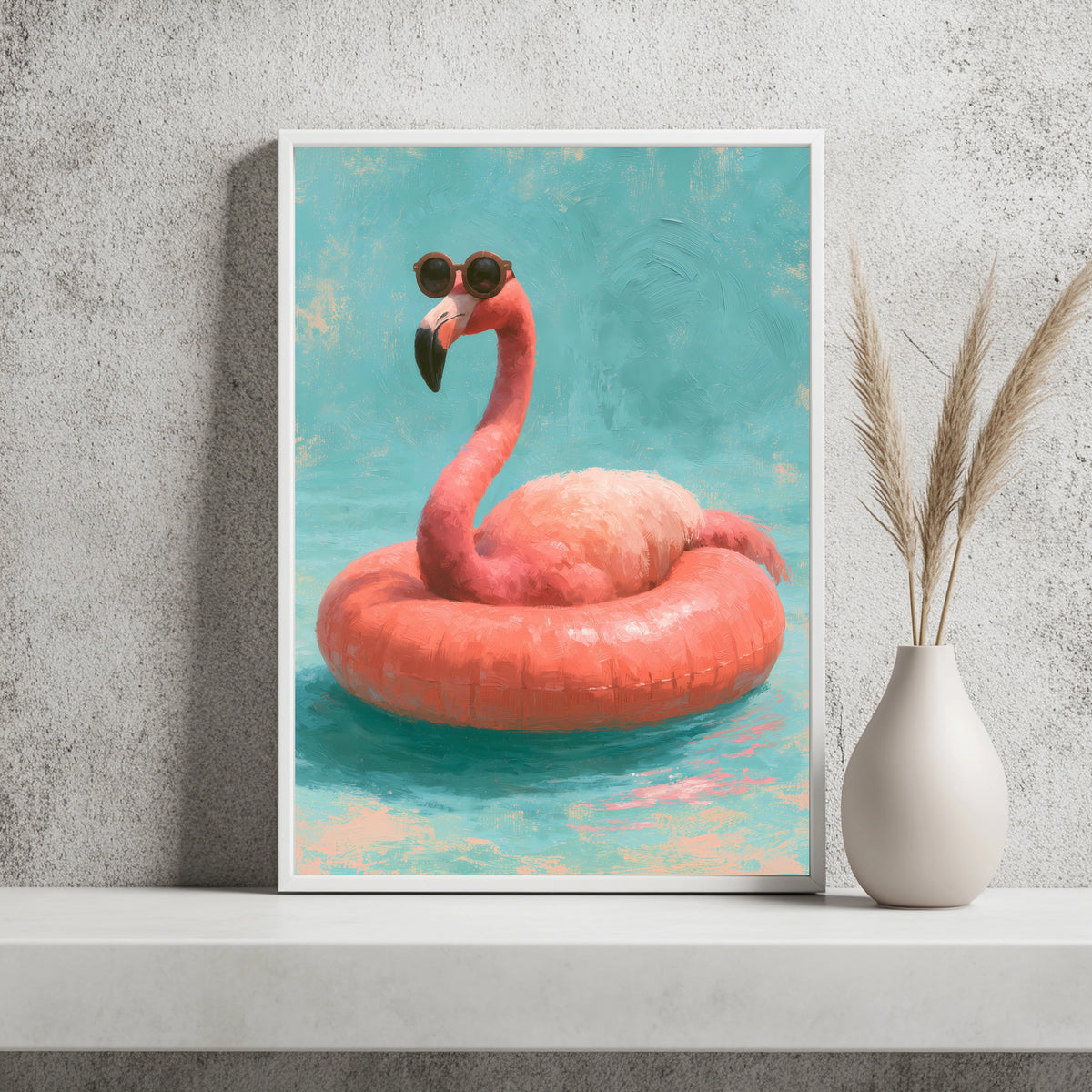 Flamingo Sonnenbrille Schwimmring Poster – Produktansicht 2