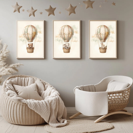 Heißluftballon Tiere Poster Set – Produktansicht 1