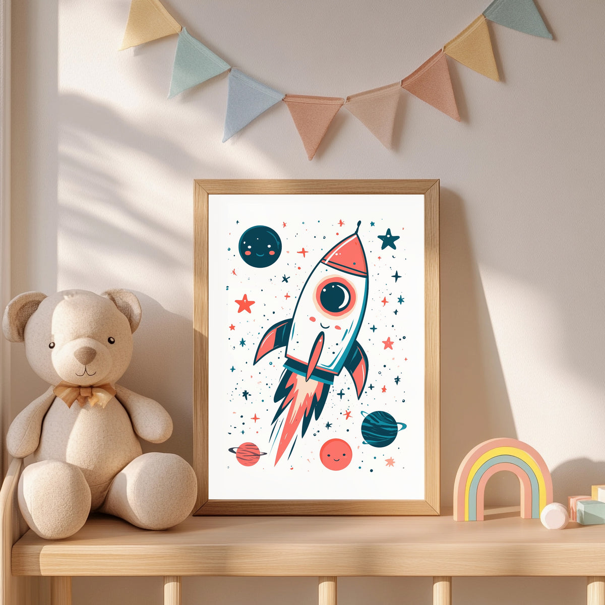 Rakete Weltraum Sterne Junge Poster – Produktansicht 2