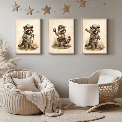 Waschbär Baseball Poster Set – Produktansicht 1
