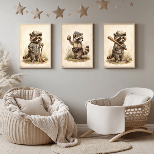 Waschbär Baseball Poster Set – Produktansicht 1