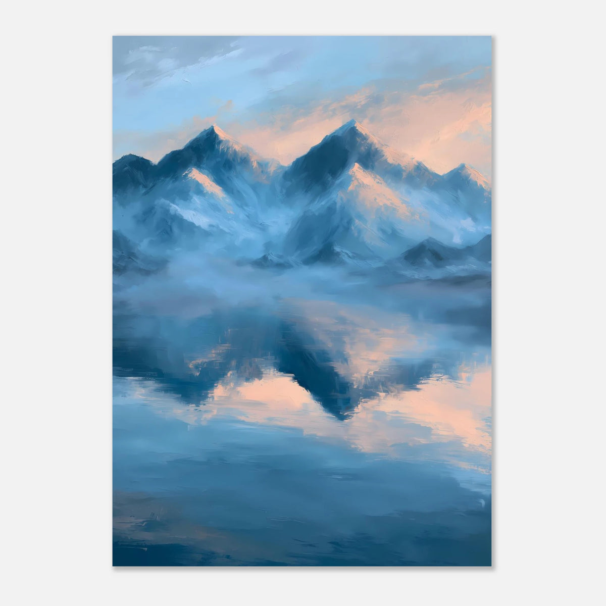 Berge im Morgenlicht am See Poster – Produktansicht 4