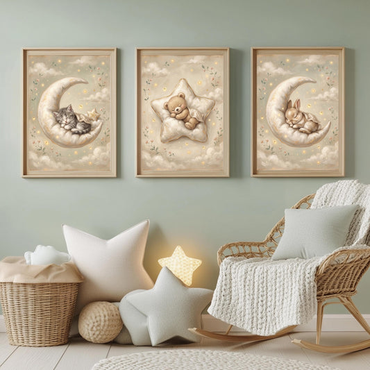 Schlafende Tiere Poster Set Kinderzimmer