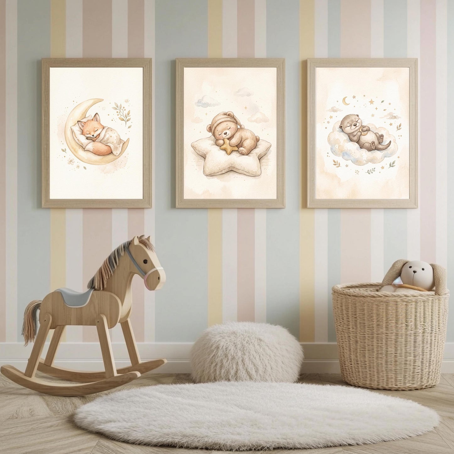 3er Poster Set Kinderzimmer Schlafenszeit