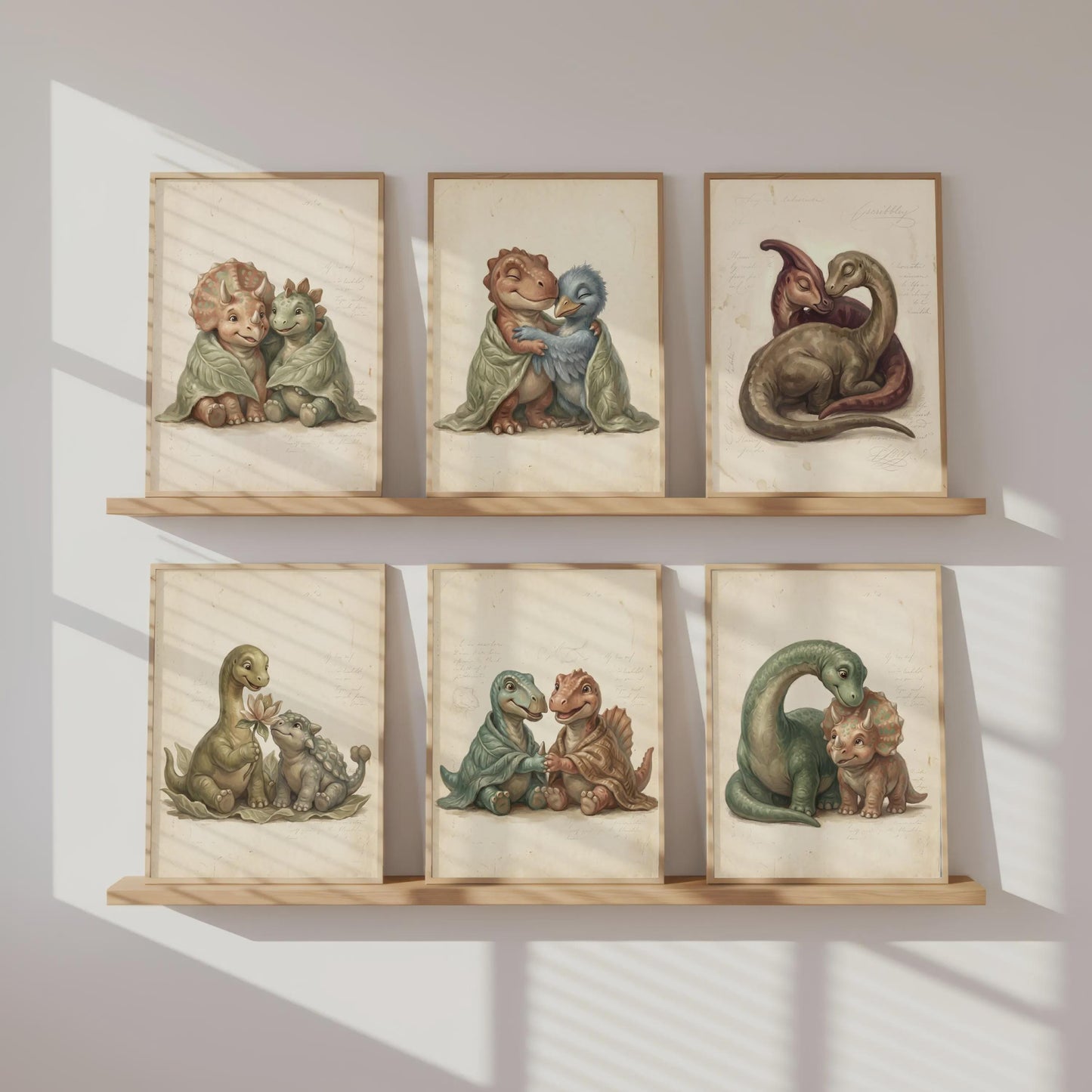 Dino Poster Set Kinderzimmer 6er