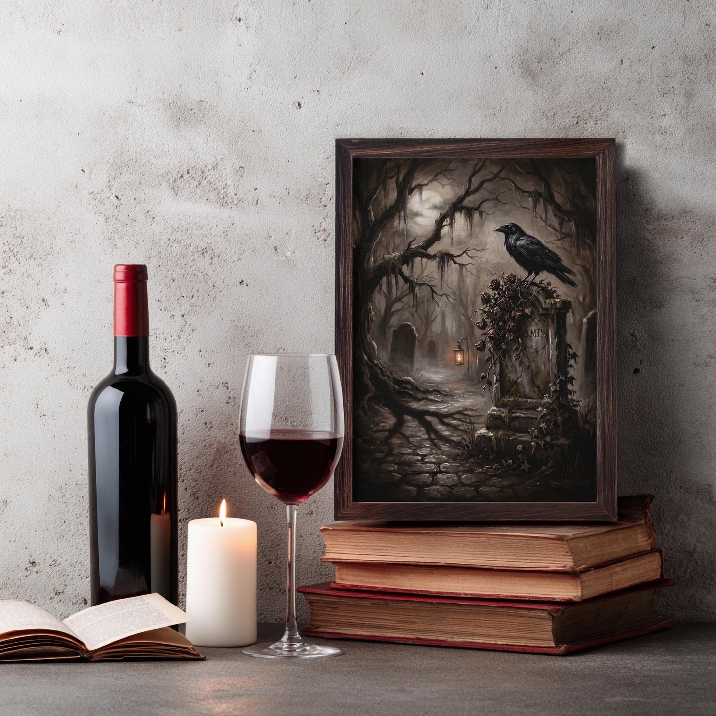 Raben Poster Gothic Friedhof Wandbild