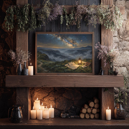Sternenhimmel Poster Berge Wandbild