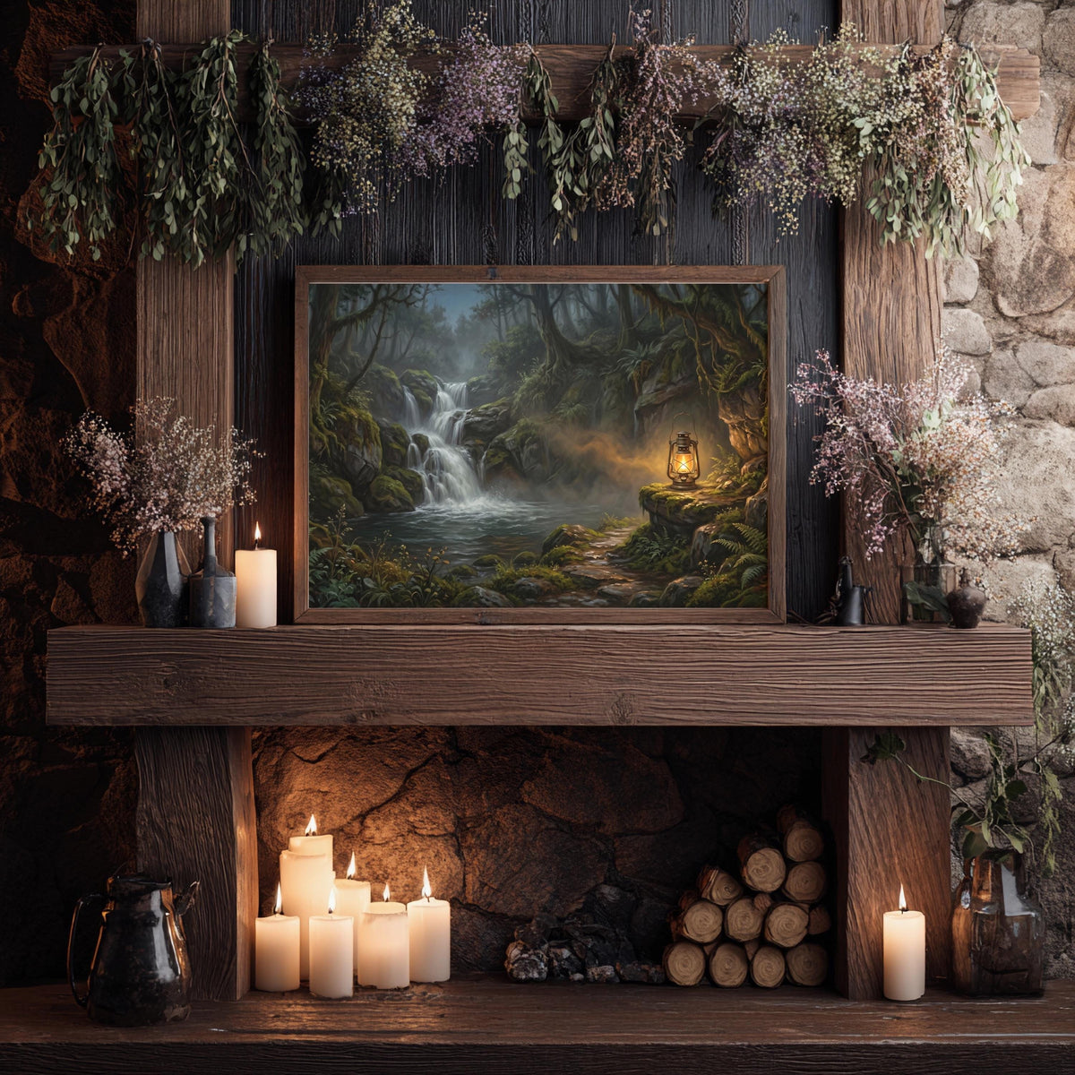 Wasserfall Wald Poster – Produktansicht 3