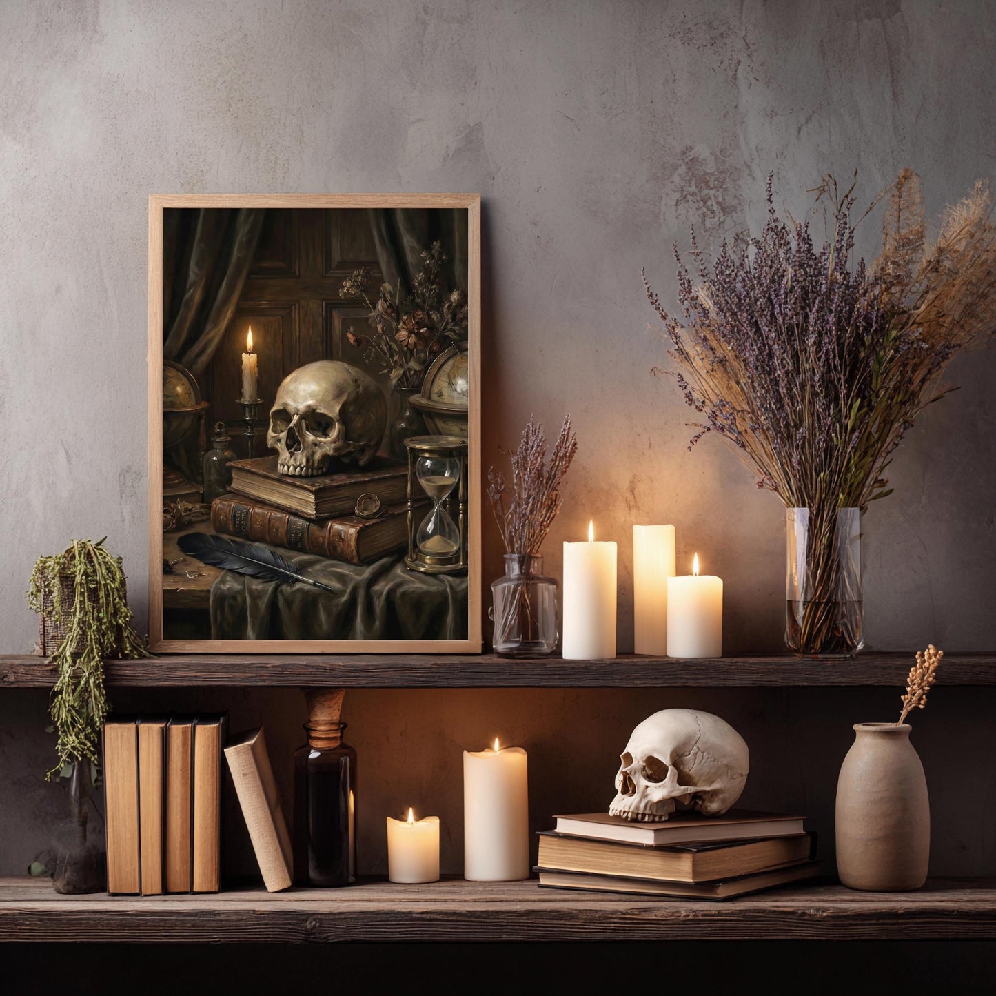 Totenkopf Poster Dark Academia Wandbild