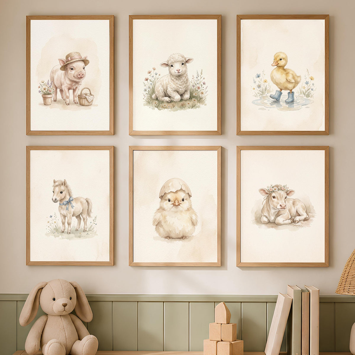 Bauernhof Tiere 6er Poster Set – Produktansicht 1