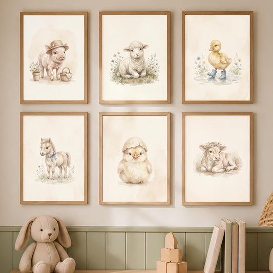 Bauernhof Tiere Poster Set 6er
