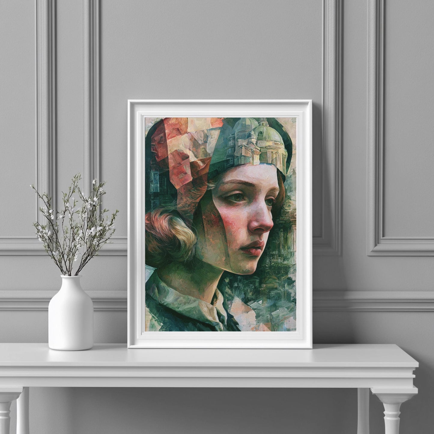 Surreales Porträt Poster Frau Architektur