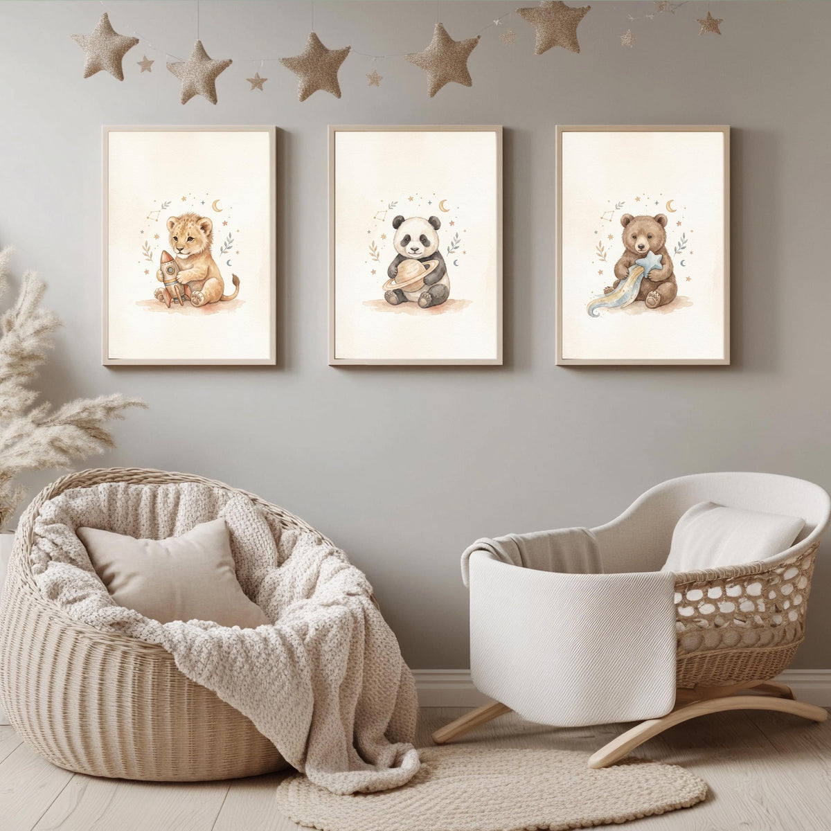 3er Weltraum Tierposter Poster Set – Produktansicht 1