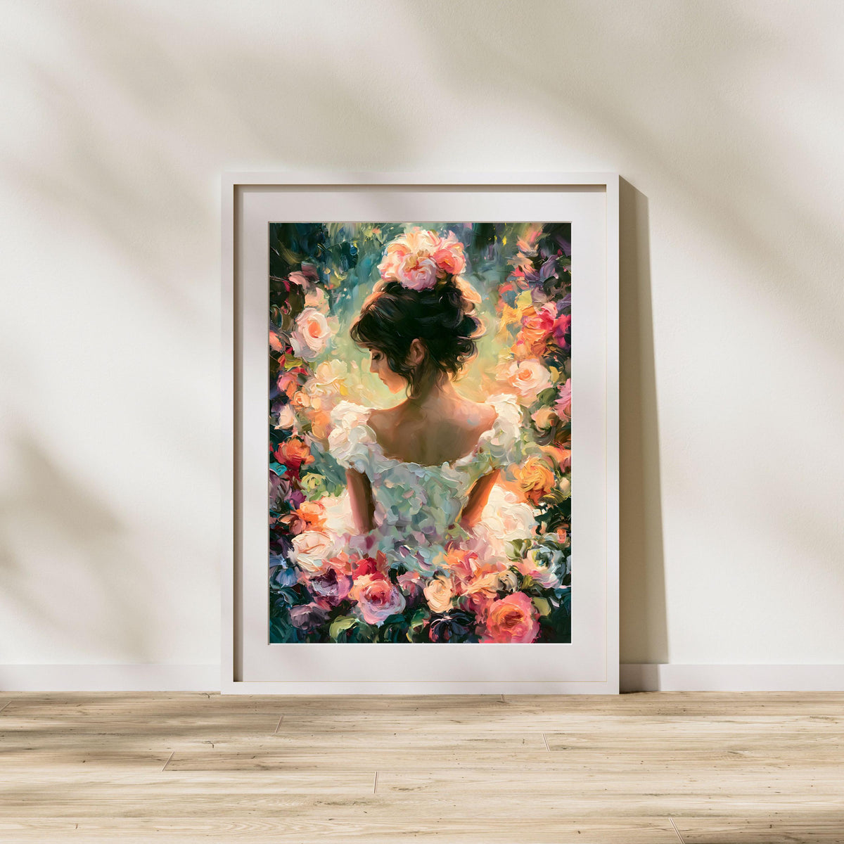 Frau im Rosengarten Poster – Produktansicht 2