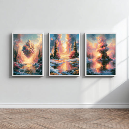 Winterwald Poster Set Landschaft Fantasy