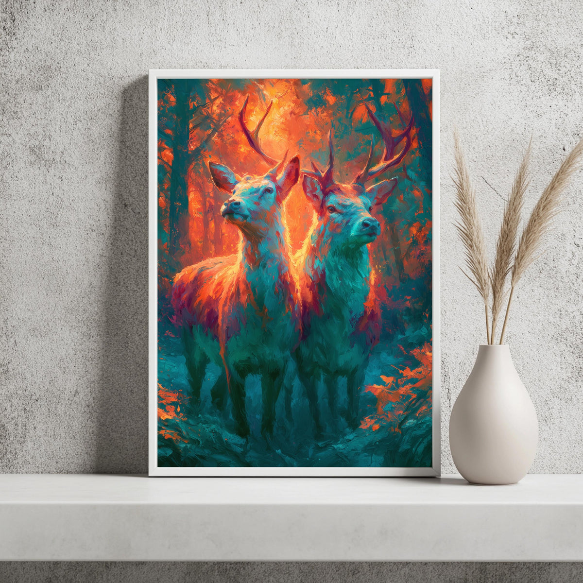Hirsch Türkis Orange Poster Set – Produktansicht 4