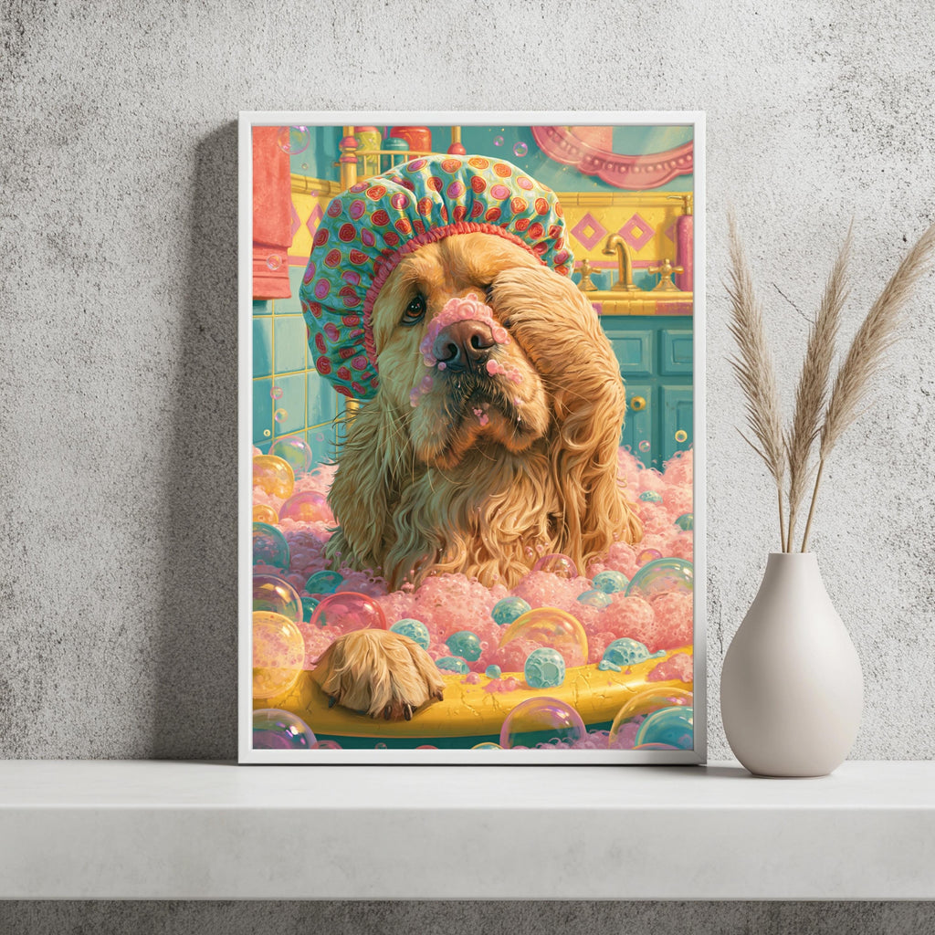 Golden Retriever Schaumbad Poster – Produktansicht 2