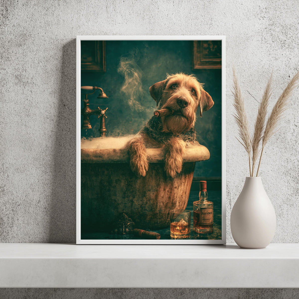 Hund Zigarre Badewanne Poster – Produktansicht 2