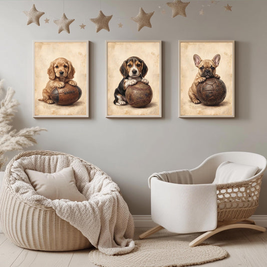 Welpen Sport Poster Set Kinderzimmer