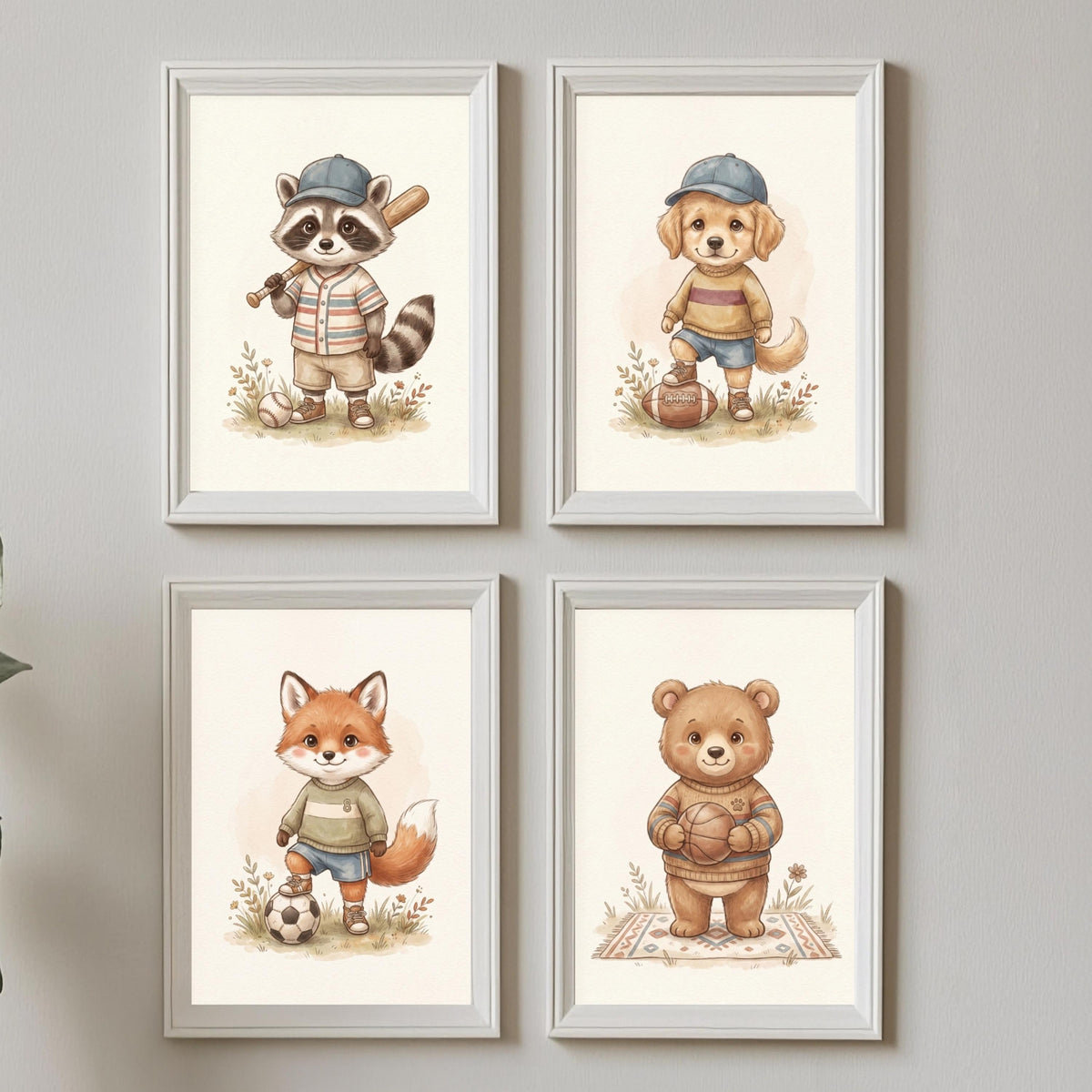 4er Sport Tiere Poster Set – Produktansicht 1