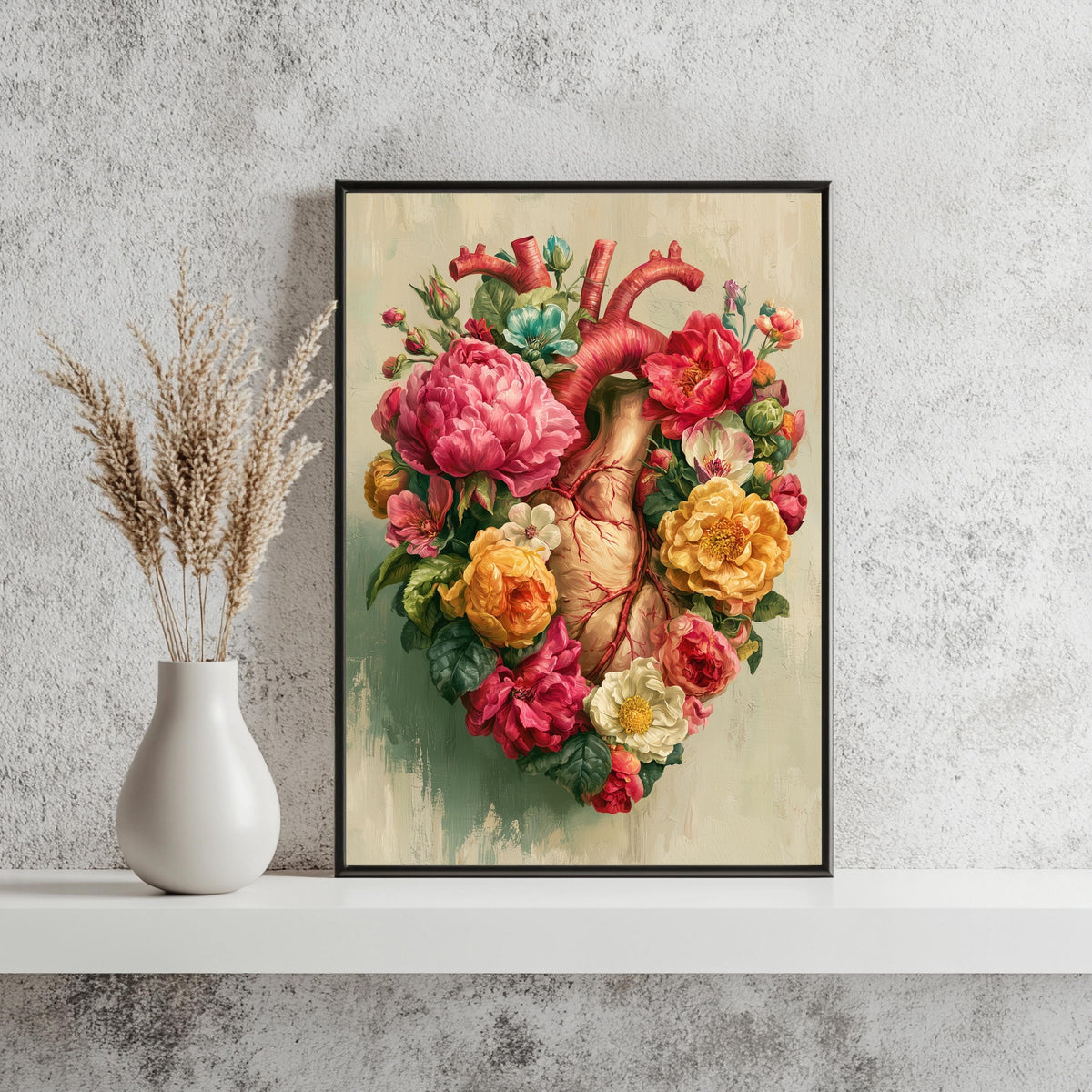 Anatomisches Herz Blumen Poster – Produktansicht 3