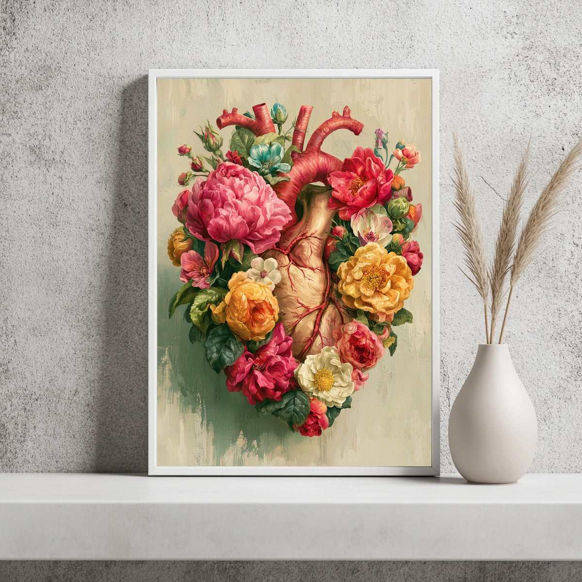 Anatomisches Herz Blumen Poster – Produktansicht 2