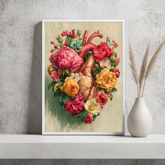 Anatomisches Herz Blumen Poster Wandkunst