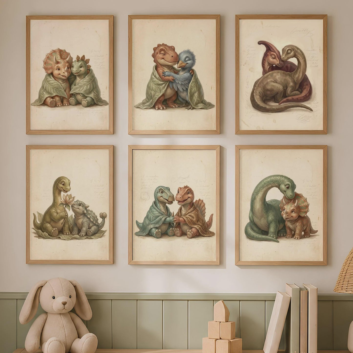 Dino Poster Set Kinderzimmer 6er