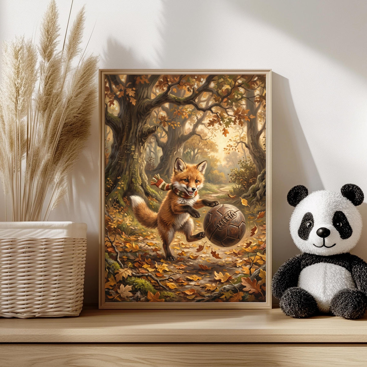 Fuchs Fußball Herbstwald Poster – Produktansicht 2