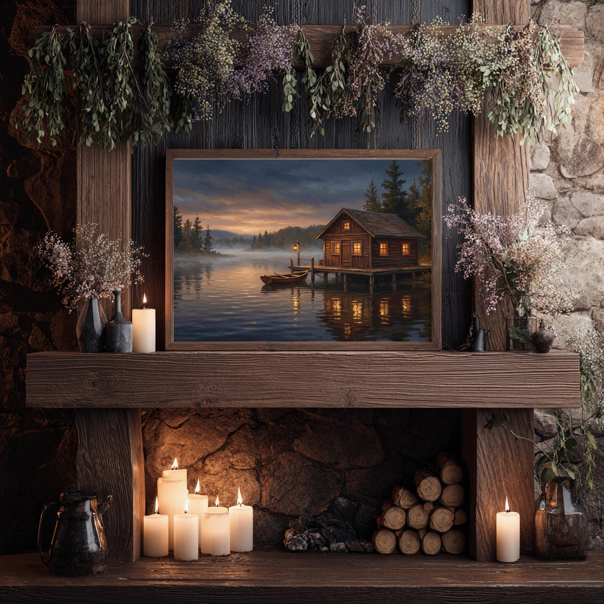 Hütte am See Waldsee Poster – Produktansicht 3