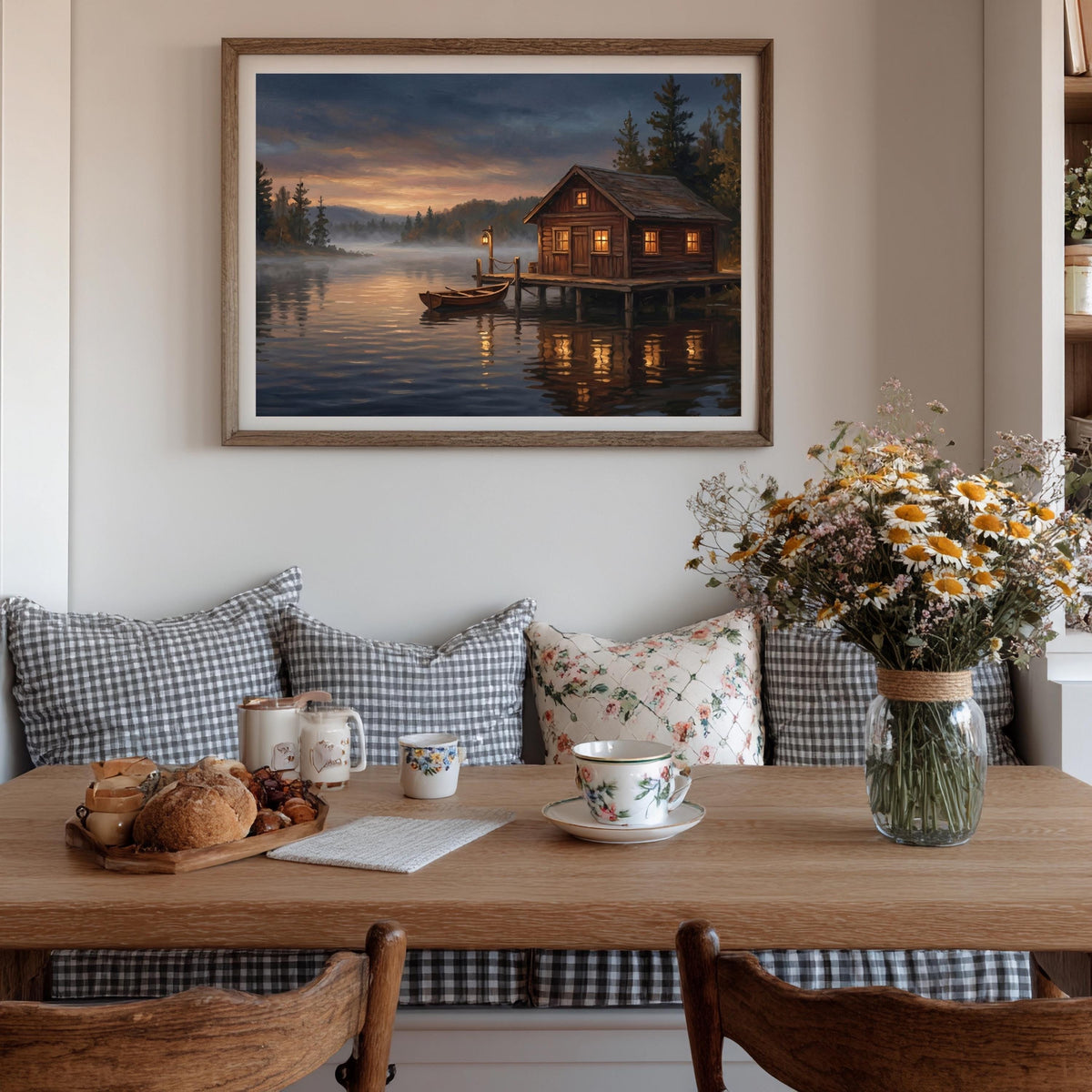 Hütte am See Waldsee Poster – Produktansicht 2