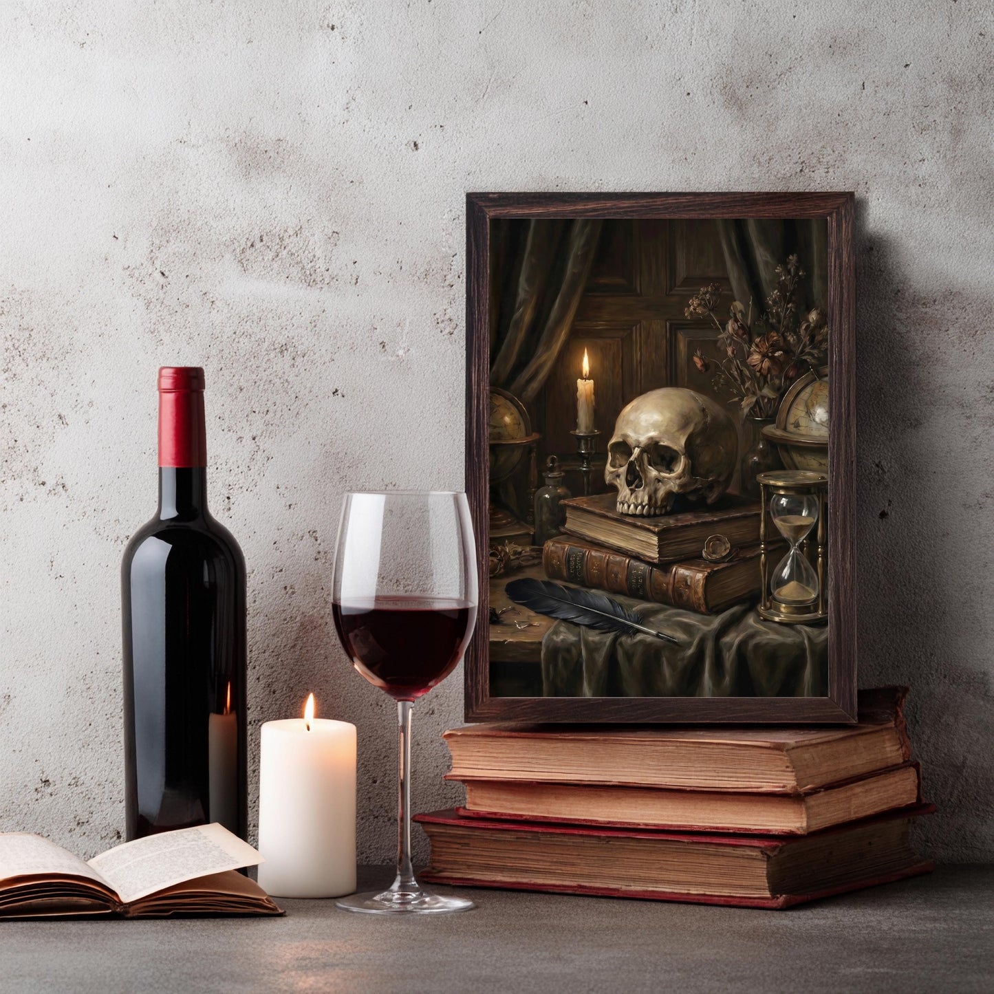 Totenkopf Poster Dark Academia Wandbild